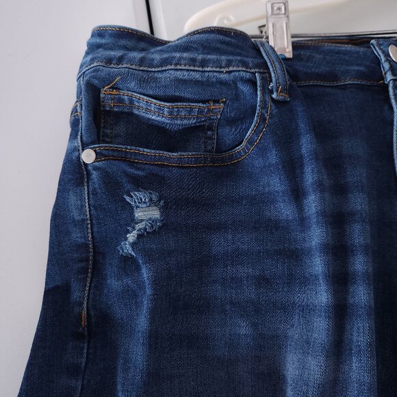 Judy Blue Skinny Jeans 16W Distressed Ripped Lace Patch Stretch Grunge Boho Y2K - Picture 12 of 14
